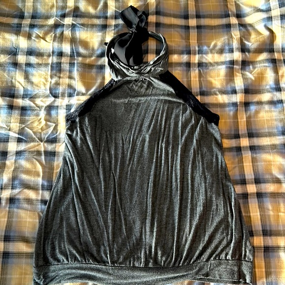 Maurices Tops - Maurices Metallic Charcoal Halter Tank Top